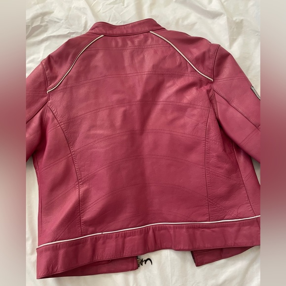 extasy fuschia pink leather moto jacket - Picture 3 of 14